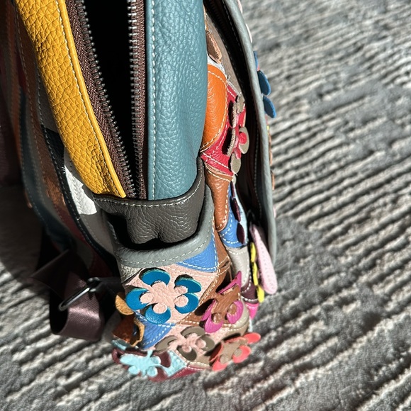 Multicolor 100% european leather flower backpack - Picture 6 of 6